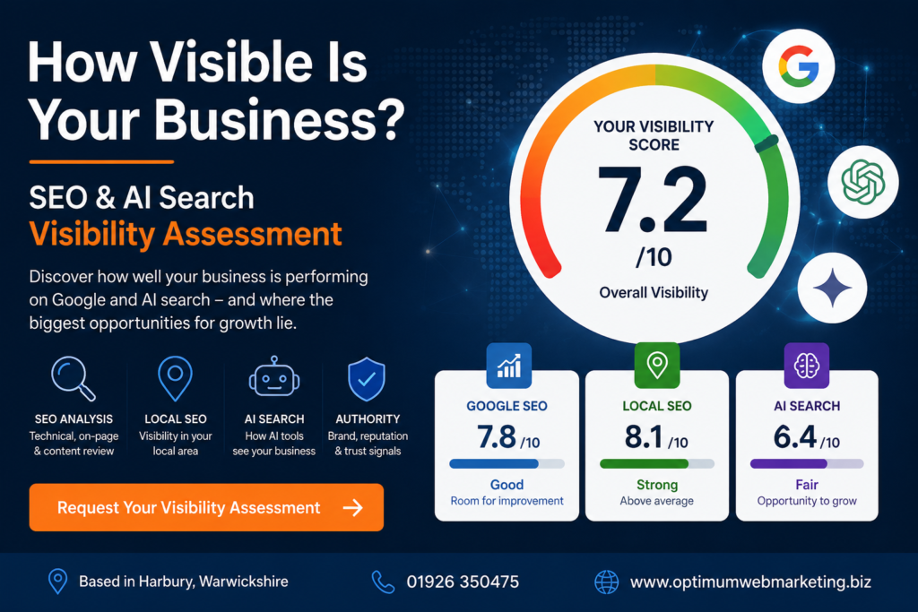 Discover how well your business is performing across Google and AI search. Get an expert assessment of your SEO, local visibility and online authority.
